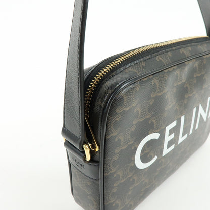 Celine Logo Messenger Triomphe Coated Canvas, Brown, Canvas, Handbag