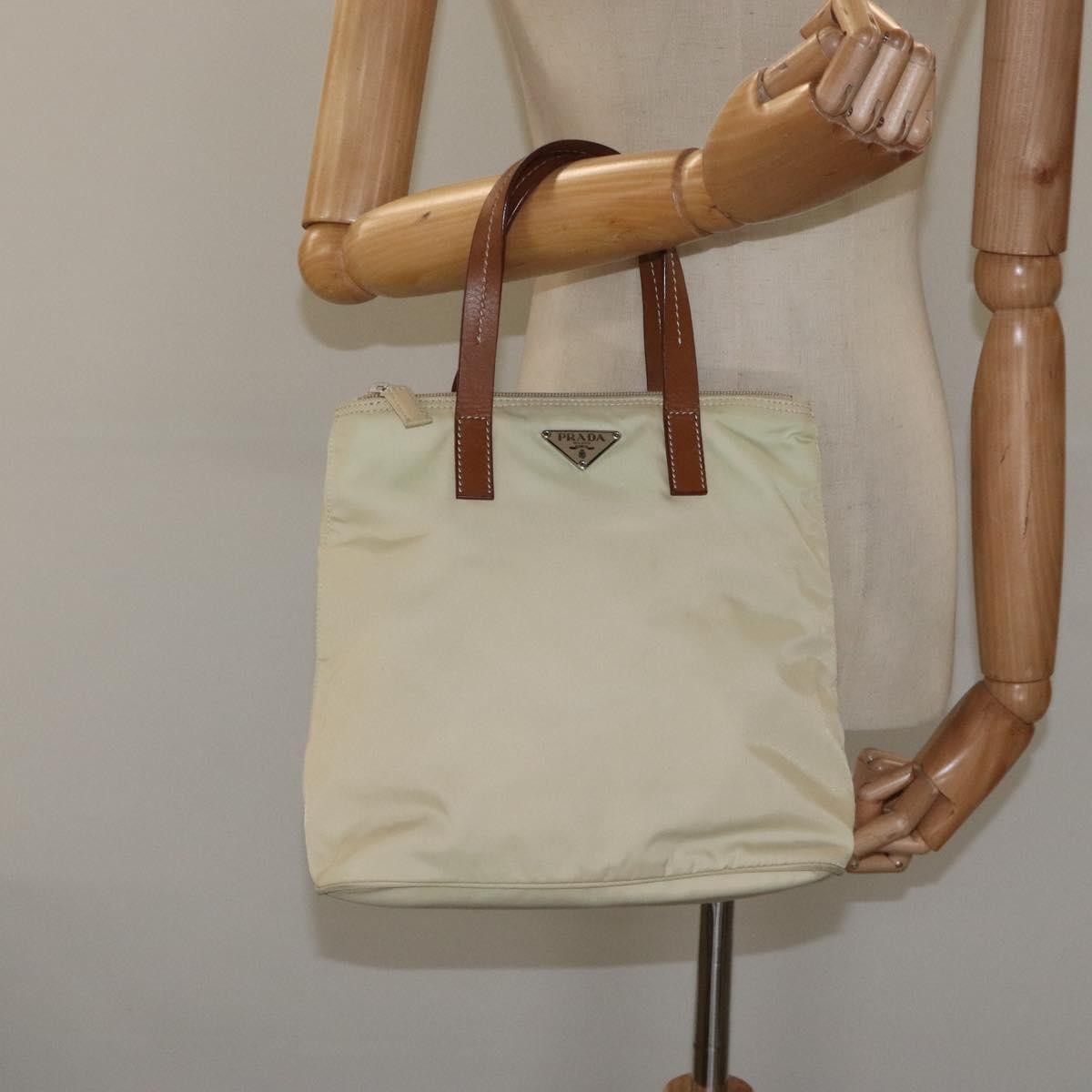 Prada Vintage Tote Tessuto, White, Nylon, Tote Bag
