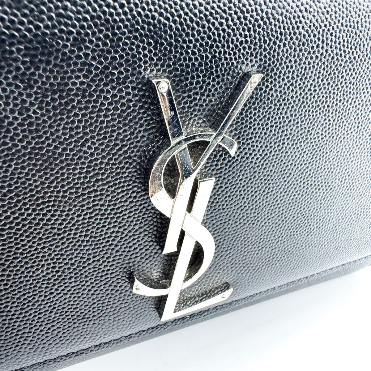 Saint Laurent Classic Monogram Flap Chain Leather, Black, Leather, Crossbody Bag