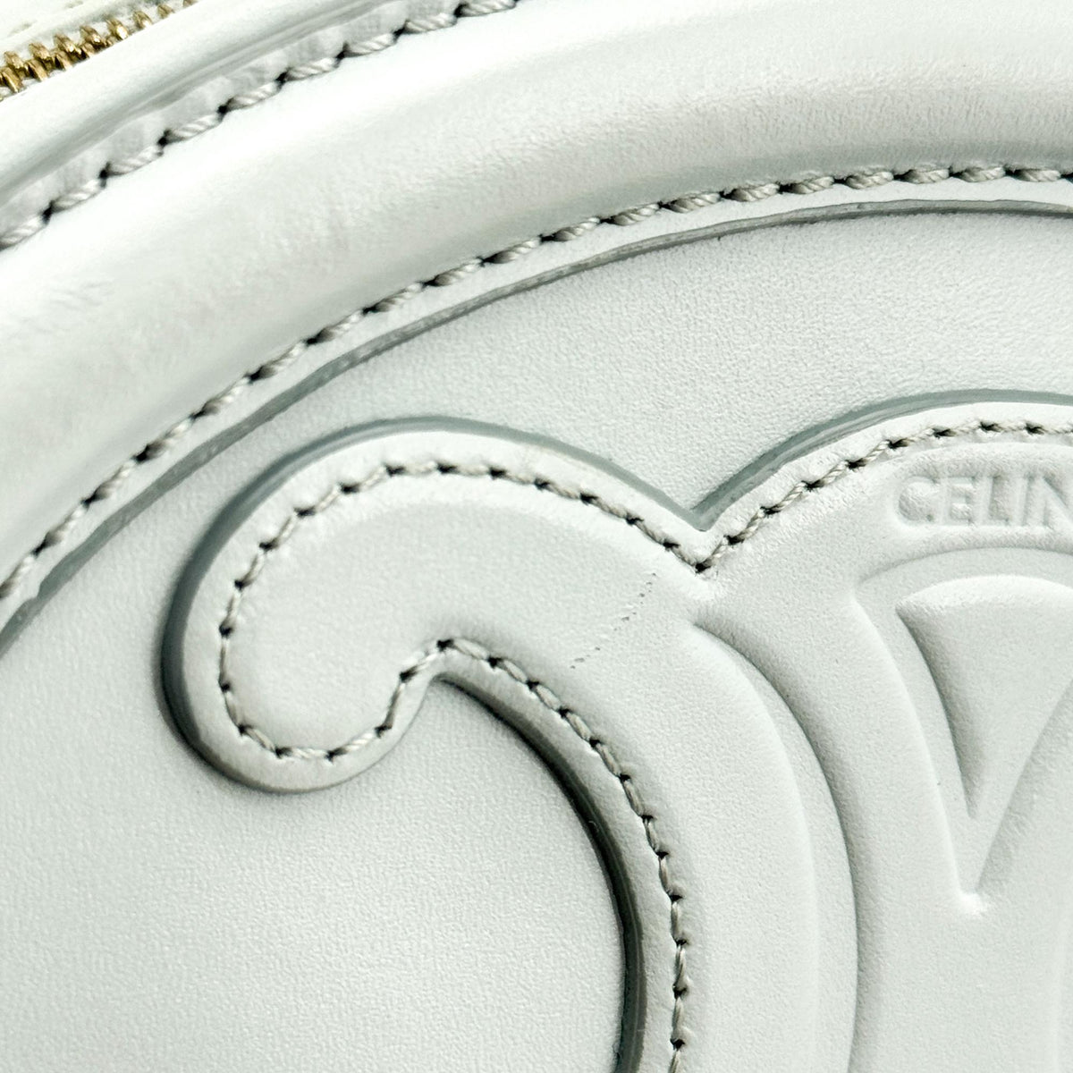 Celine Triomphe Oval Leather, Blue, Leather, Crossbody Bag