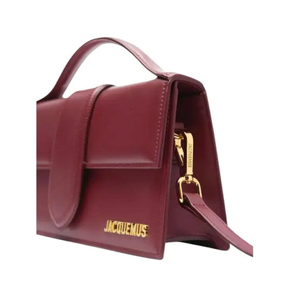 Jacquemus Le Grand Bambino Flap Leather, Burgundy, Leather, Handbag