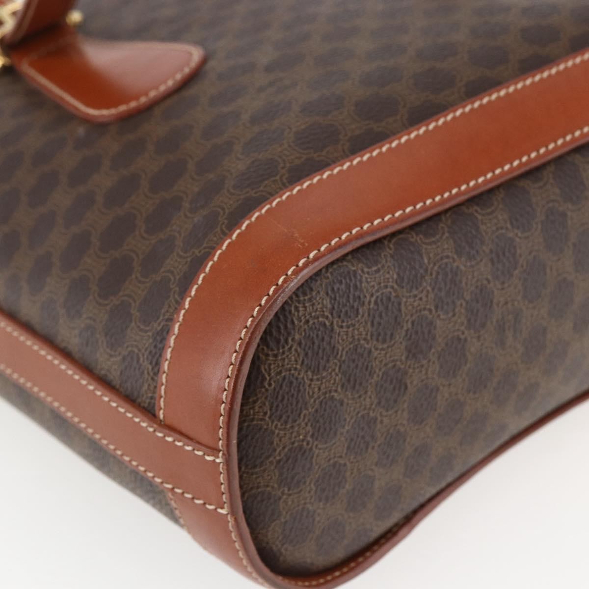 Celine Vintage Macadam Canvas and Leather, Brown, Canvas, Handbag