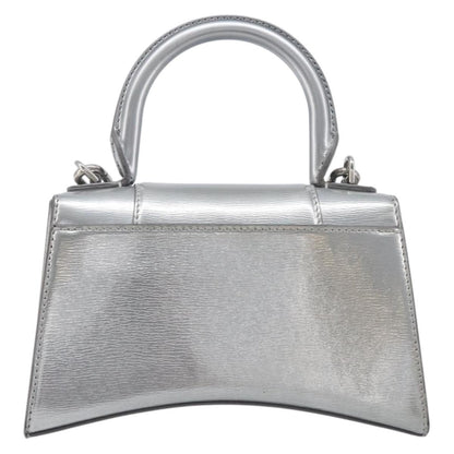 Balenciaga Hourglass Top Handle Leather, Silver, Leather, Handbag