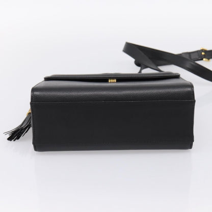 Valentino Garavani VLogo Leather, Black, Leather, Shoulder Bag