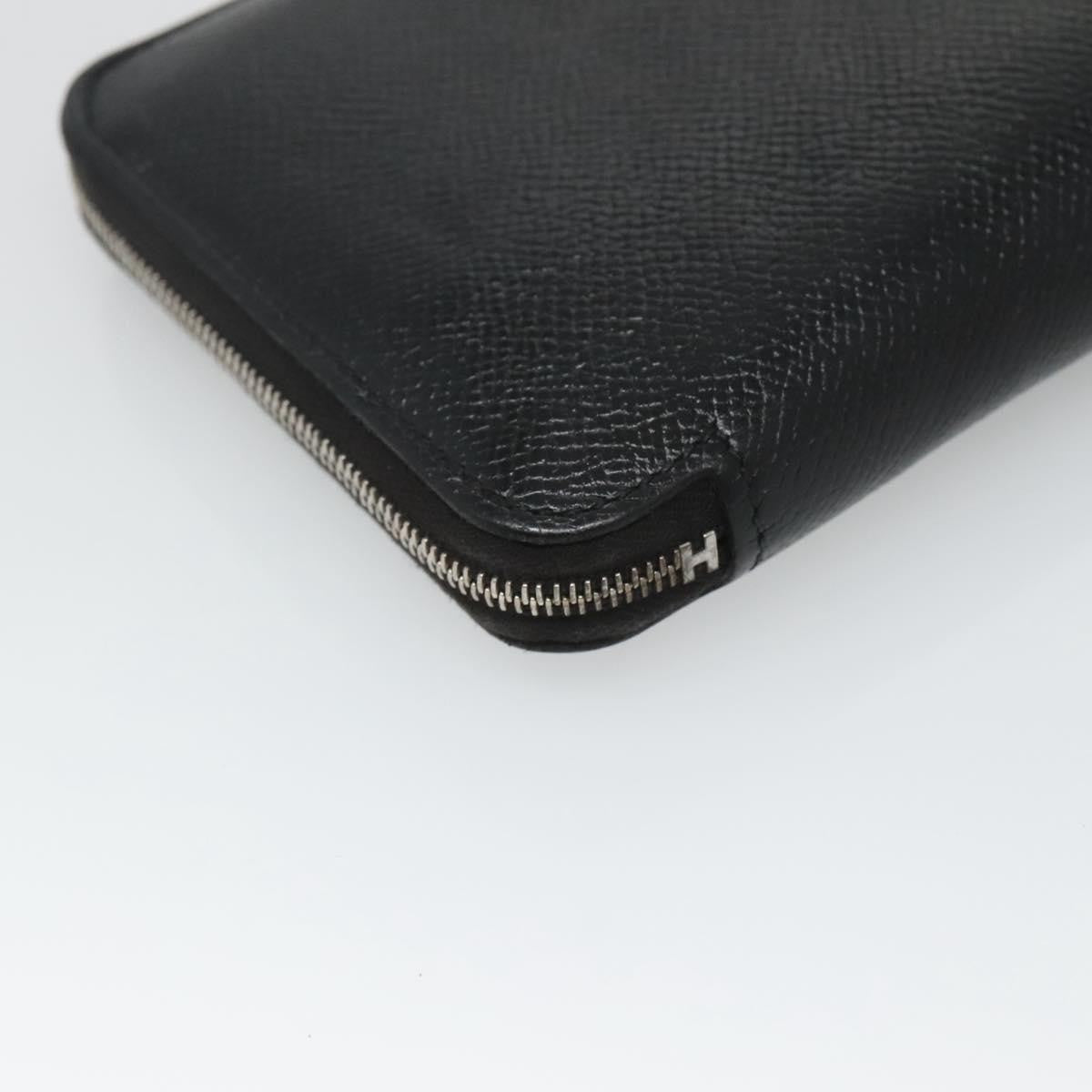 Hermes Azap Zip Around Silk'in Epsom, Black, Leather, Wallet