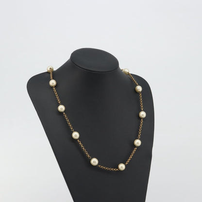Chanel Pearl Station Metal and Faux Pearl, Gold, Metal, Necklace