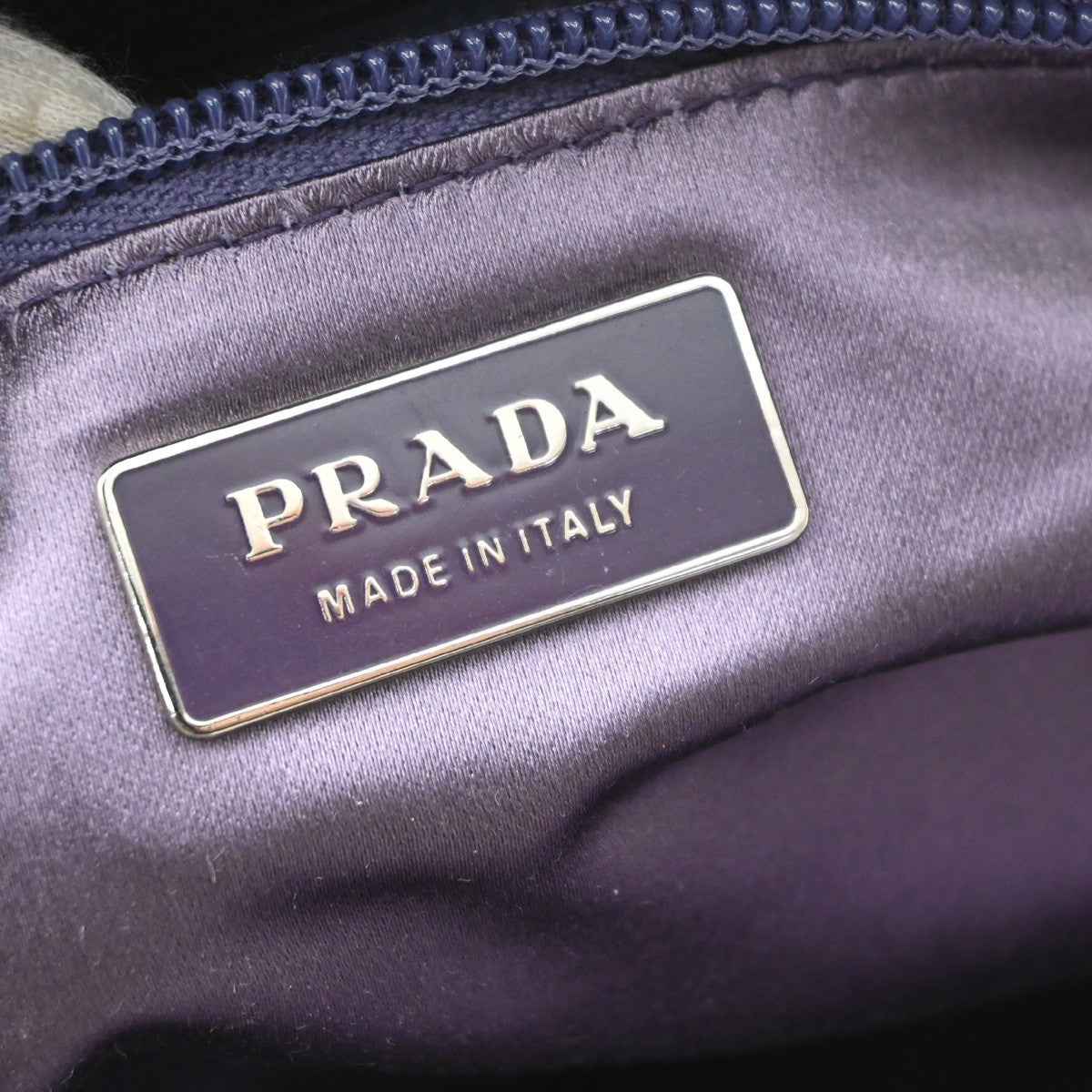 Prada Bowler Canvas with Leather, Beige, Canvas, Shoulder Bag