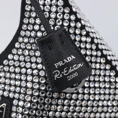 Prada Re-Edition 2000 Hobo Crystal Embellished Satin, Silver, Silk, Shoulder Bag