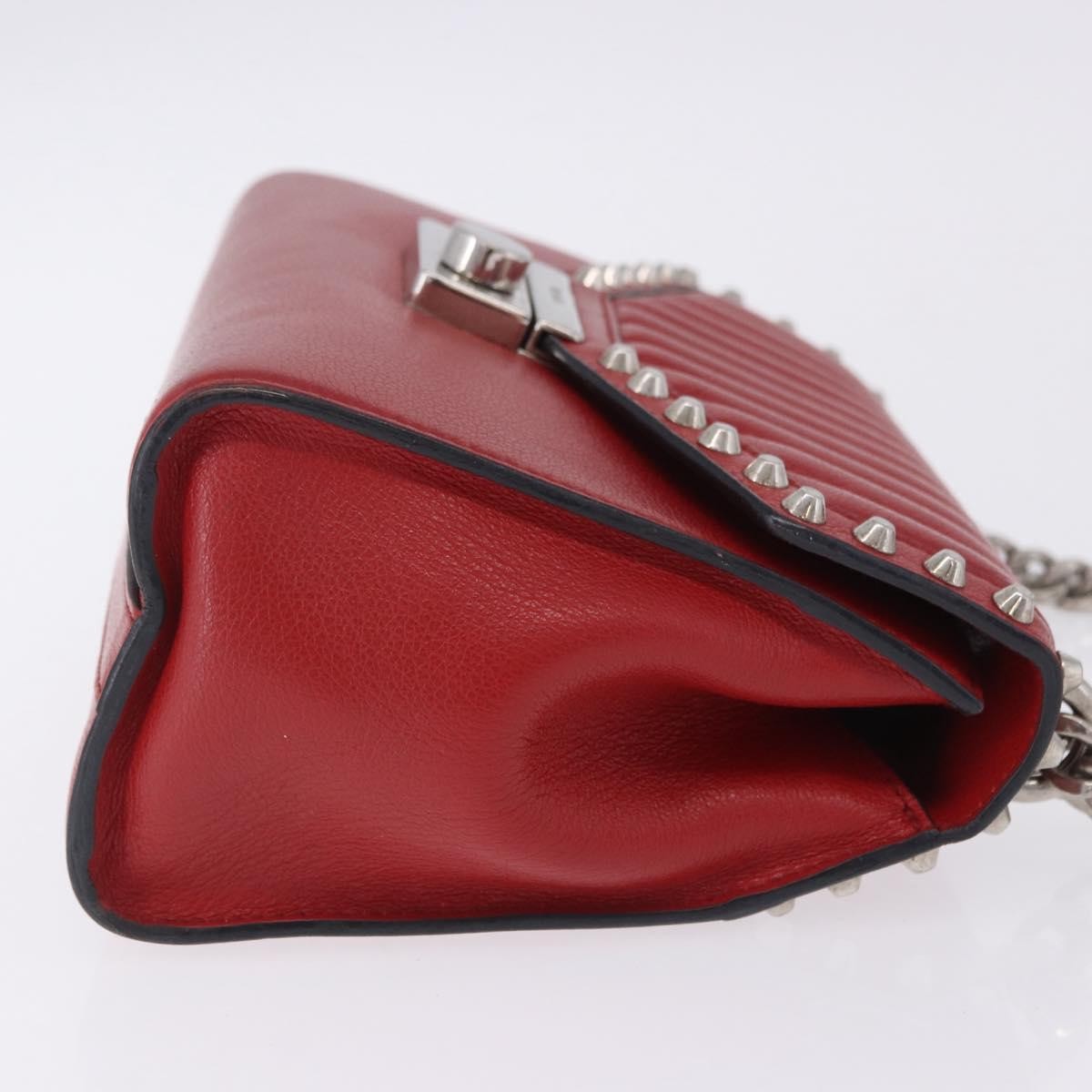 Prada Sound Studded Quilted Leather, Red, Leather, Handbag