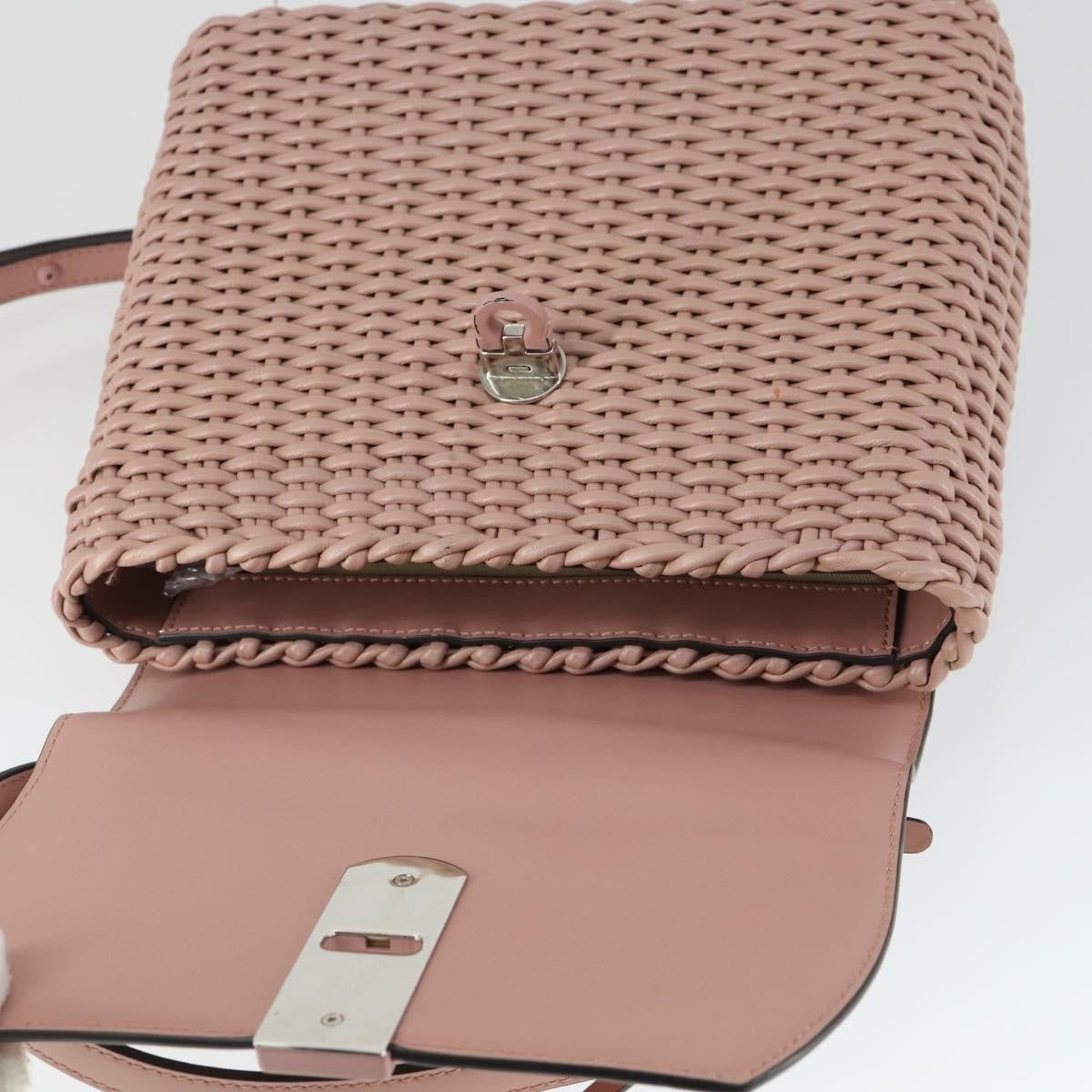 Salvatore Ferragamo Boxyz Top Handle Woven Leather, Pink, Leather, Handbag