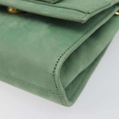 Salvatore Ferragamo Vala Chain Suede, Green, Suede, Shoulder Bag