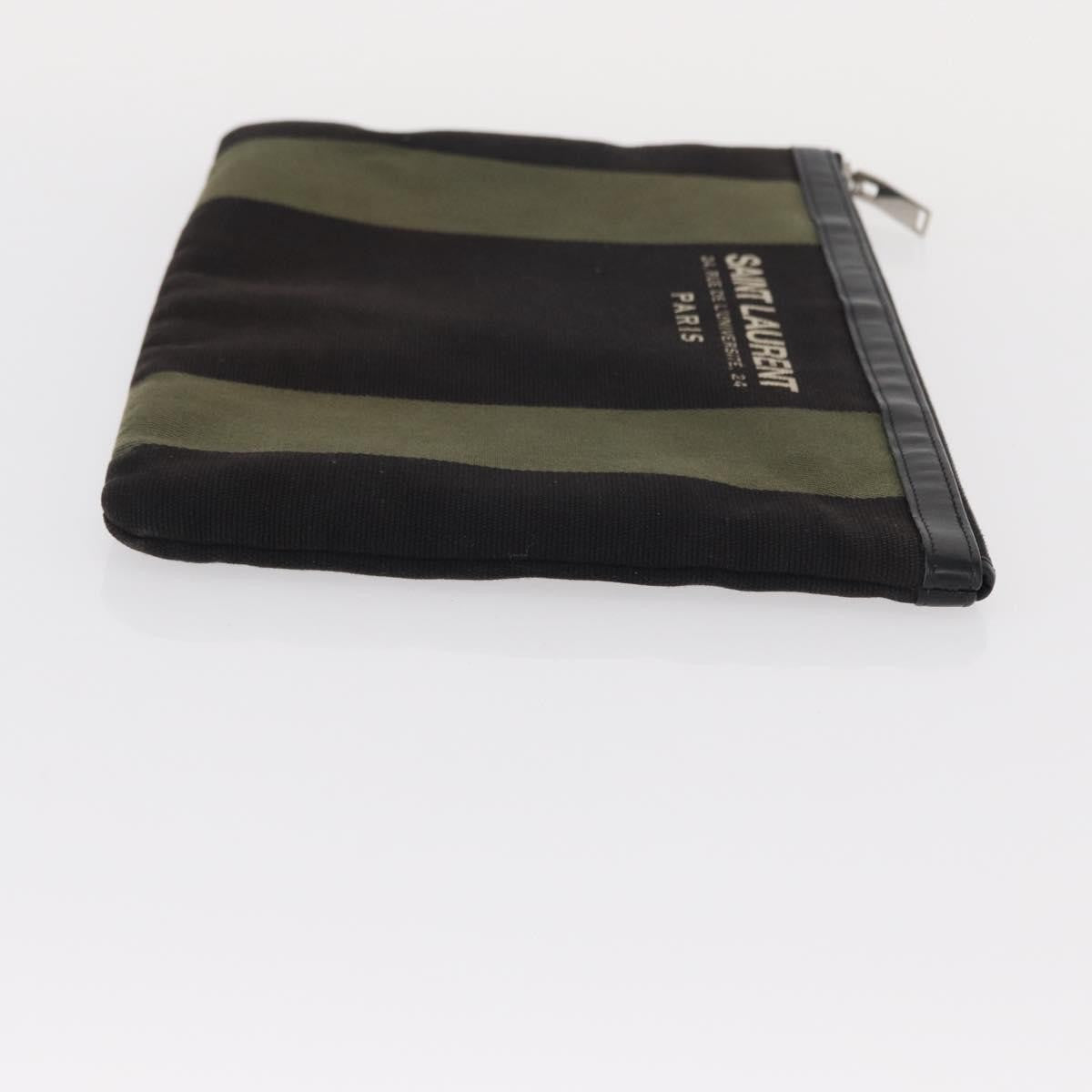 Saint Laurent Beach Zip Canvas, Khaki, Canvas, Clutch
