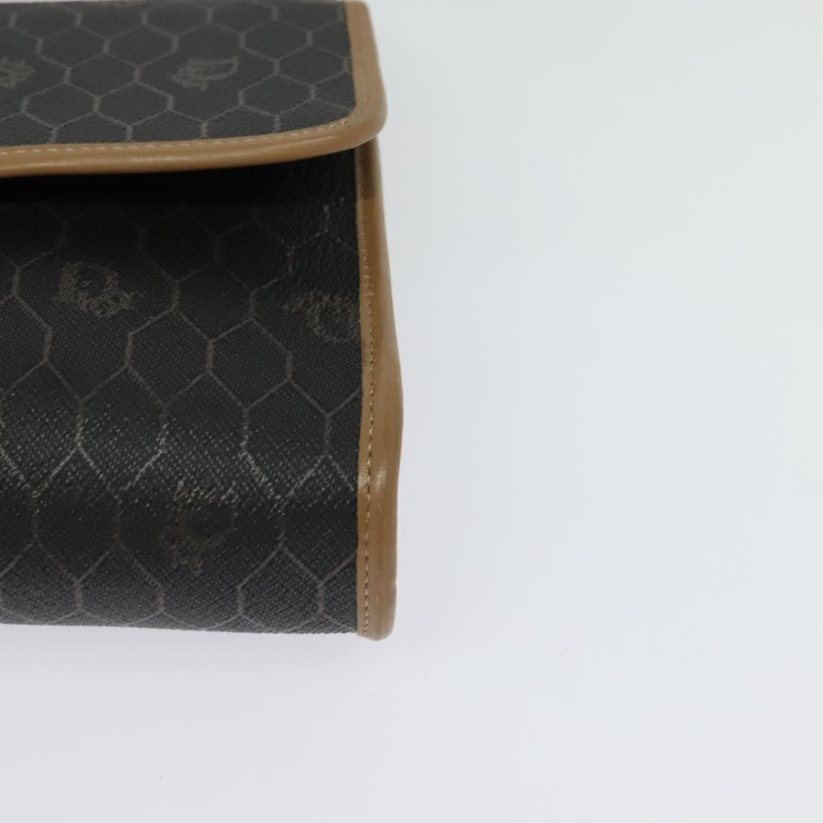 Christian Dior Vintage Honeycomb Flap Coated Canvas, Black, Canvas, Shoulder Bag