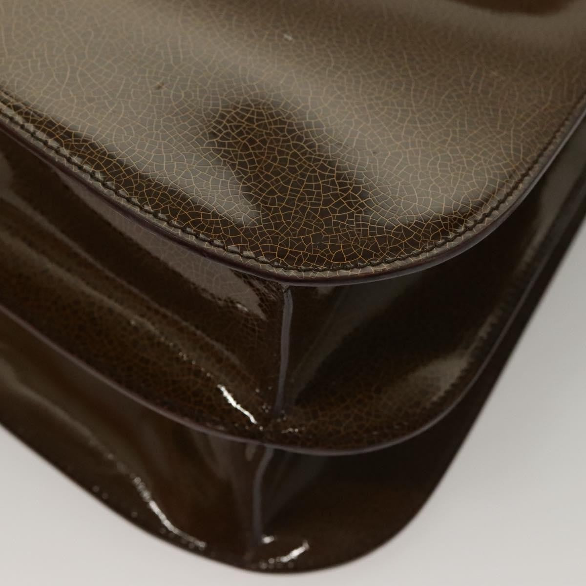 Celine Shoulder Leather, Khaki, Patent Leather, Shoulder Bag