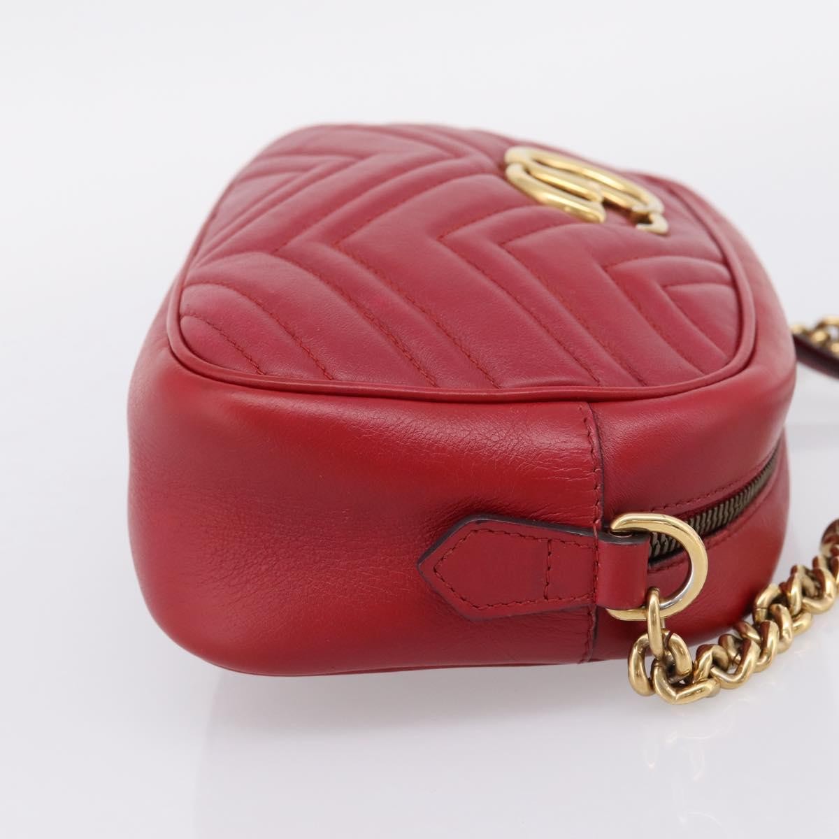 Gucci GG Marmont Matelasse Leather, Red, Leather, Shoulder Bag