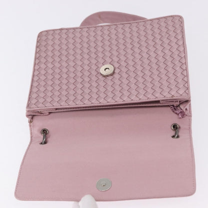 Bottega Veneta Flap Intrecciato Satin, Pink, Satin, Shoulder Bag