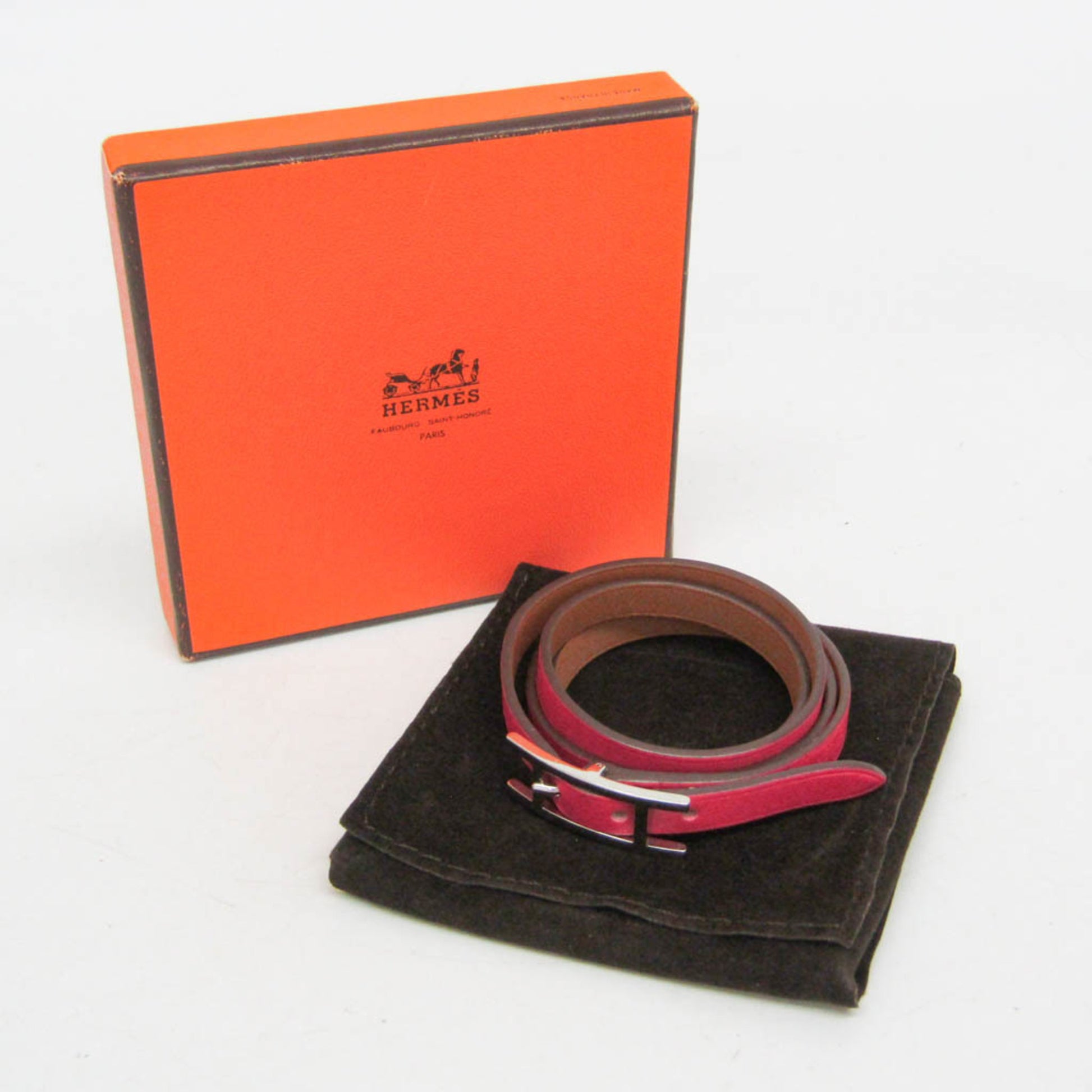 Hermes Hapi 3 Leather with Metal, Pink, Leather, Bracelet