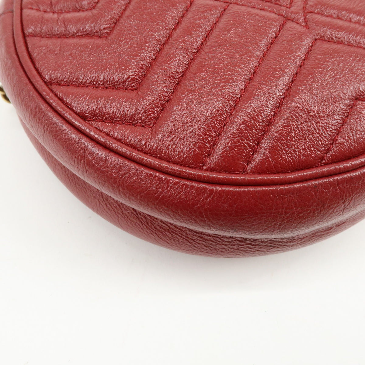Gucci GG Marmont Round Matelasse Leather, Red, Leather, Shoulder Bag