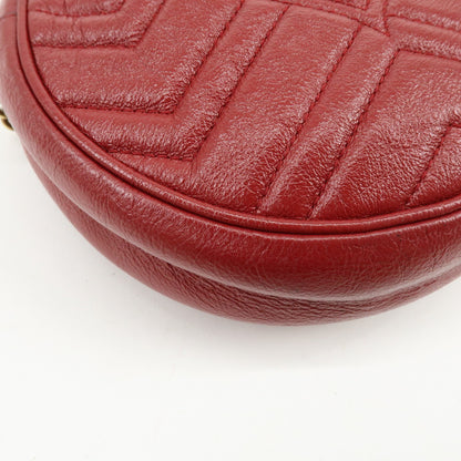 Gucci GG Marmont Round Matelasse Leather, Red, Leather, Shoulder Bag