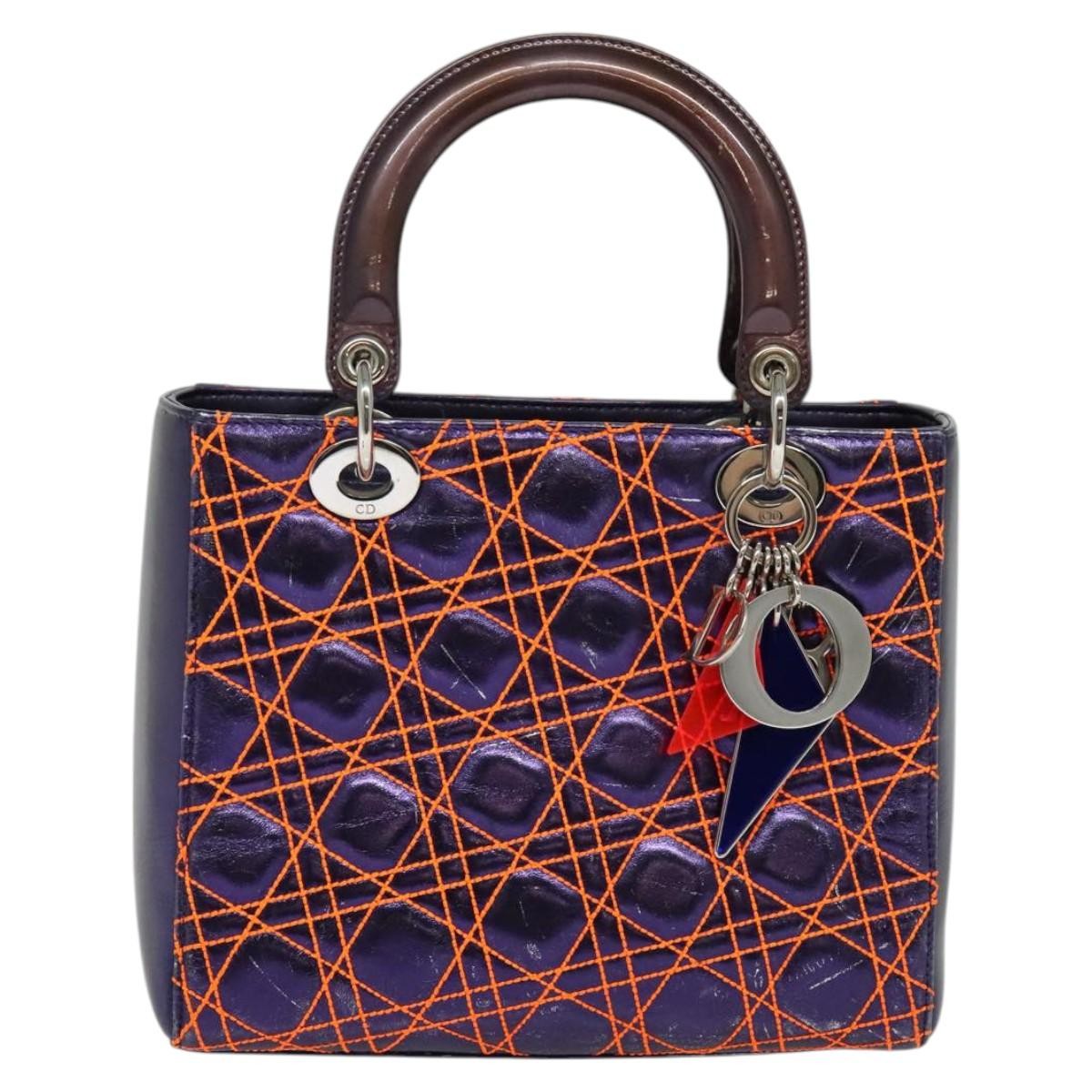 Christian Dior Lady Dior, Purple, Leather, Handbag