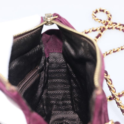 Prada Vintage Chain Flap Suede, Burgundy, Suede, Shoulder Bag