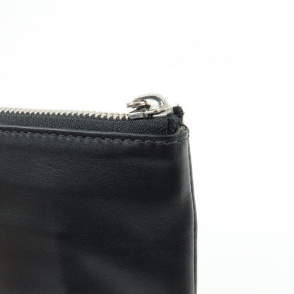 Burberry Logo Zip Printed Leather, Black, Leather, Clutch