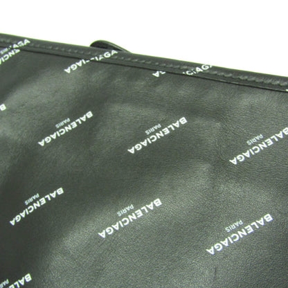 Balenciaga Logo Bazar Leather, Black, Leather, Clutch