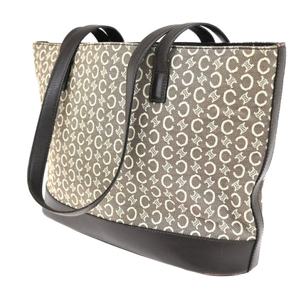 Celine Vintage Macadam Shopper Coated Canvas, Brown, Canvas, Tote Bag