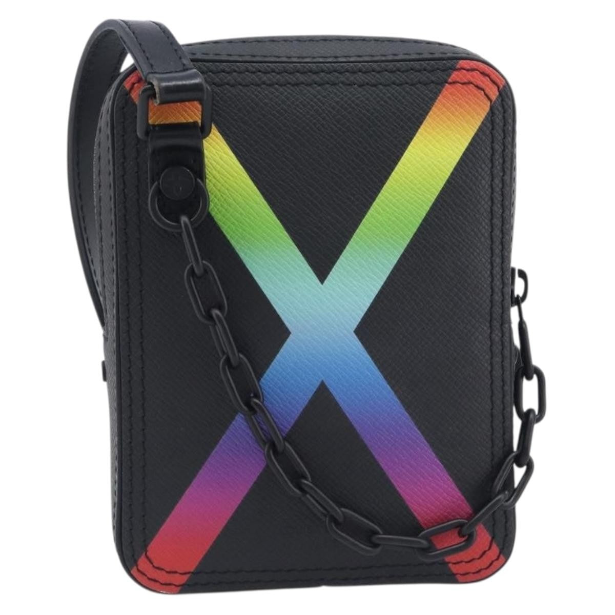 Louis Vuitton Danube Messenger Rainbow Taiga Leather, Black, Leather, Handbag