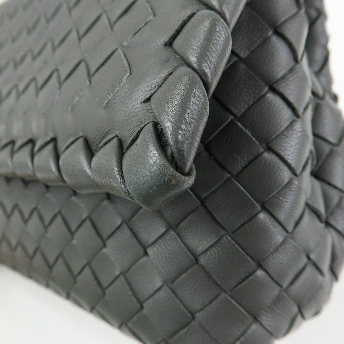 Bottega Veneta Olimpia Intrecciato Nappa, Gray, Leather, Crossbody Bag