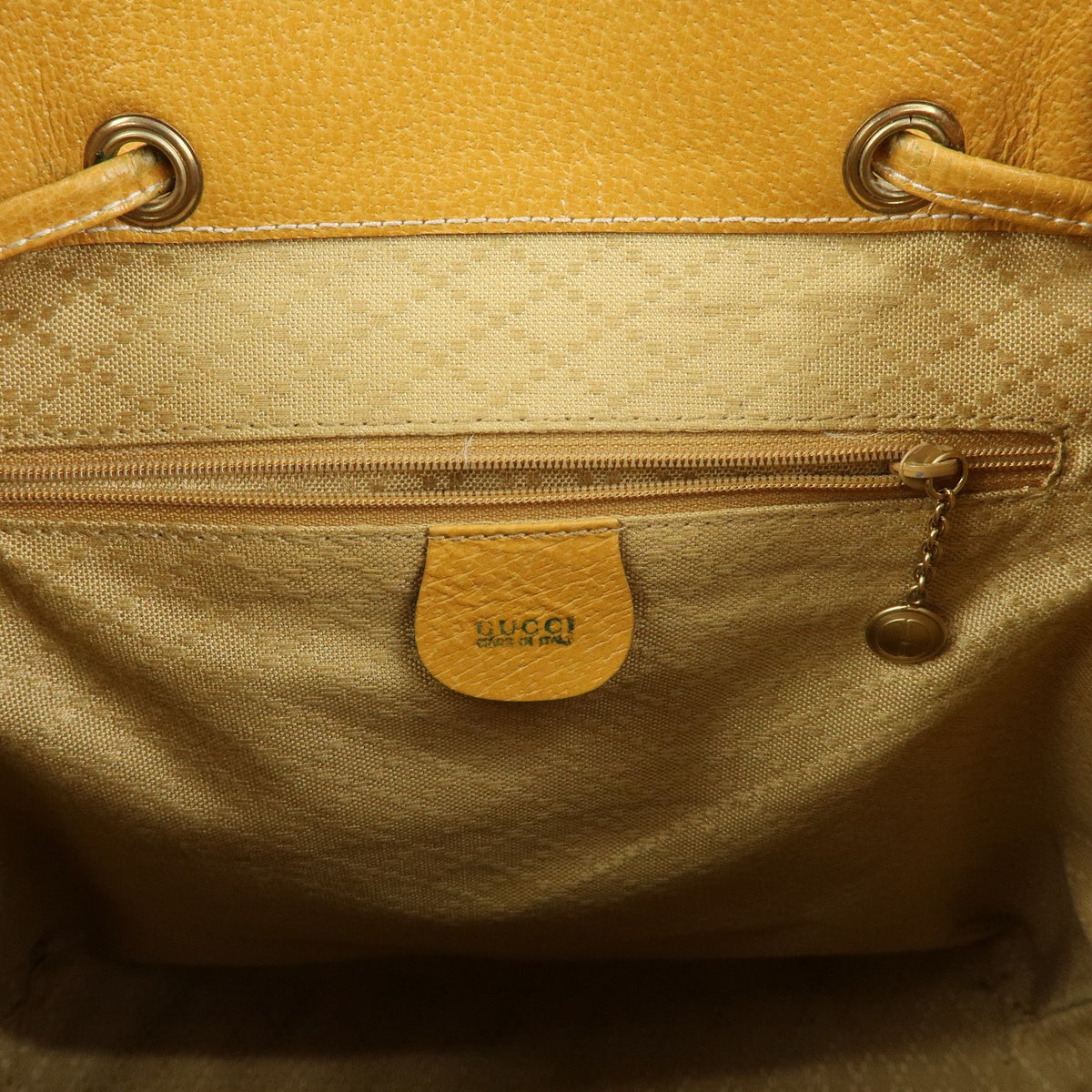 Gucci Vintage Bamboo Leather, Yellow, Leather, Backpack