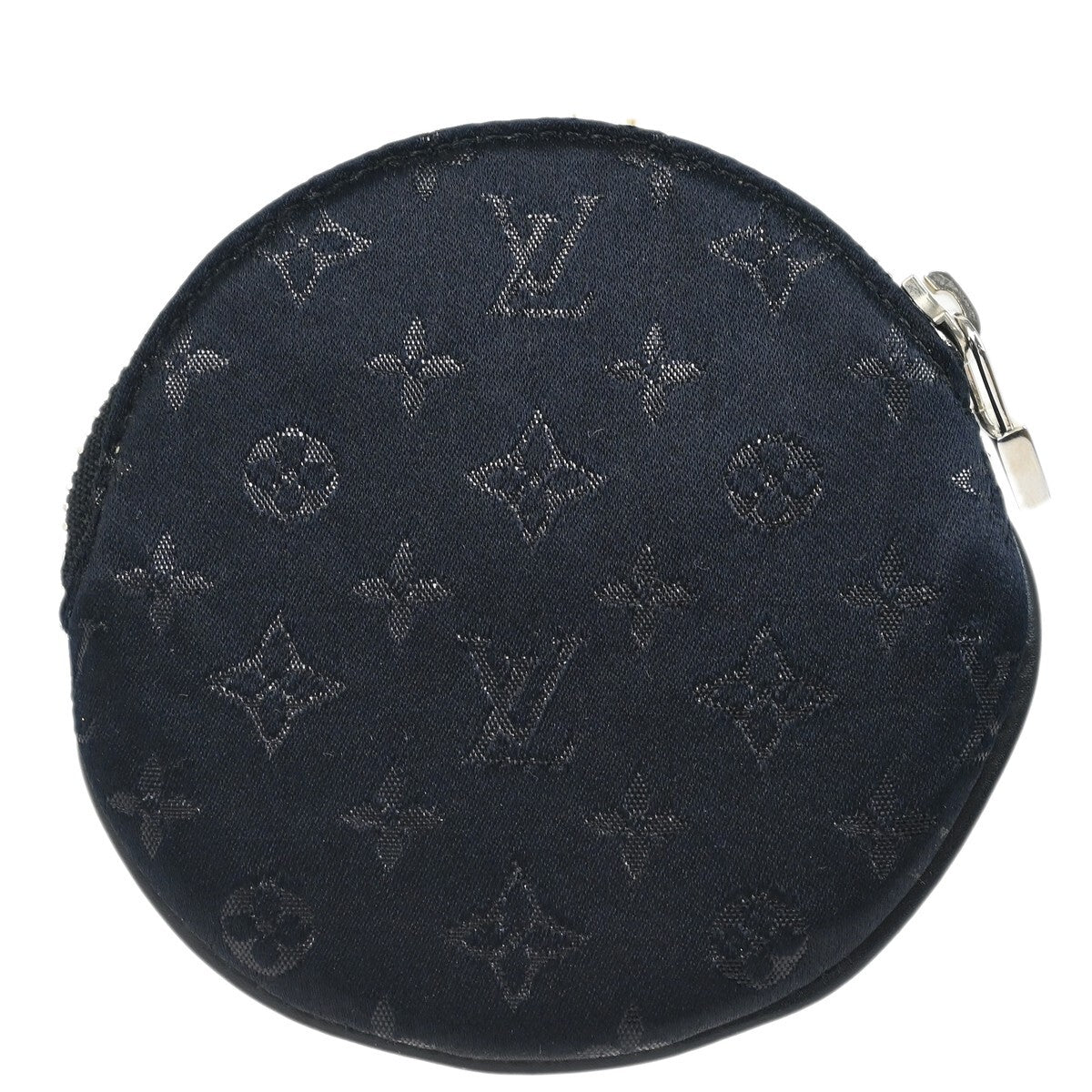 Louis Vuitton Round Coin Purse Limited Edition Monogram Silk, Black, Silk, Wallet