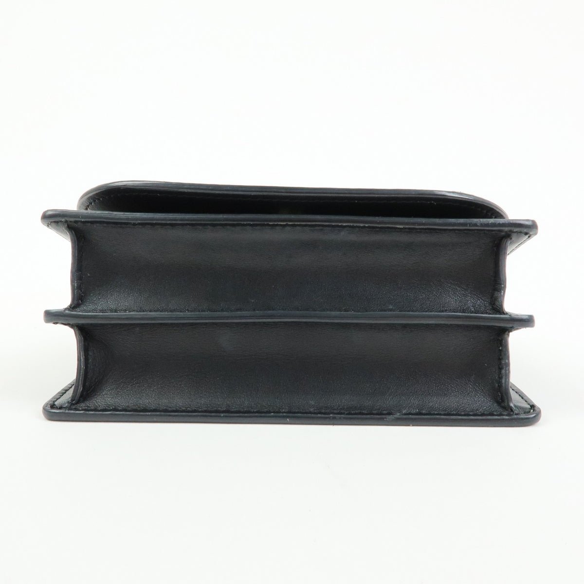 Valentino Garavani VLogo Full Flap Chain Leather, Black, Leather, Shoulder Bag