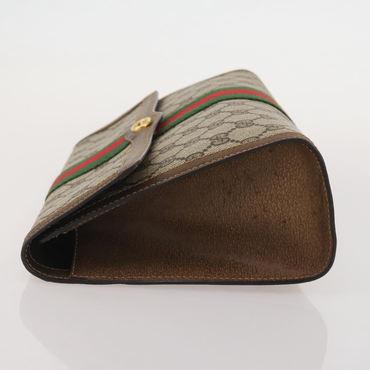 Gucci Vintage Web Flap Clutch GG Coated Canvas, Beige, Canvas, Clutch