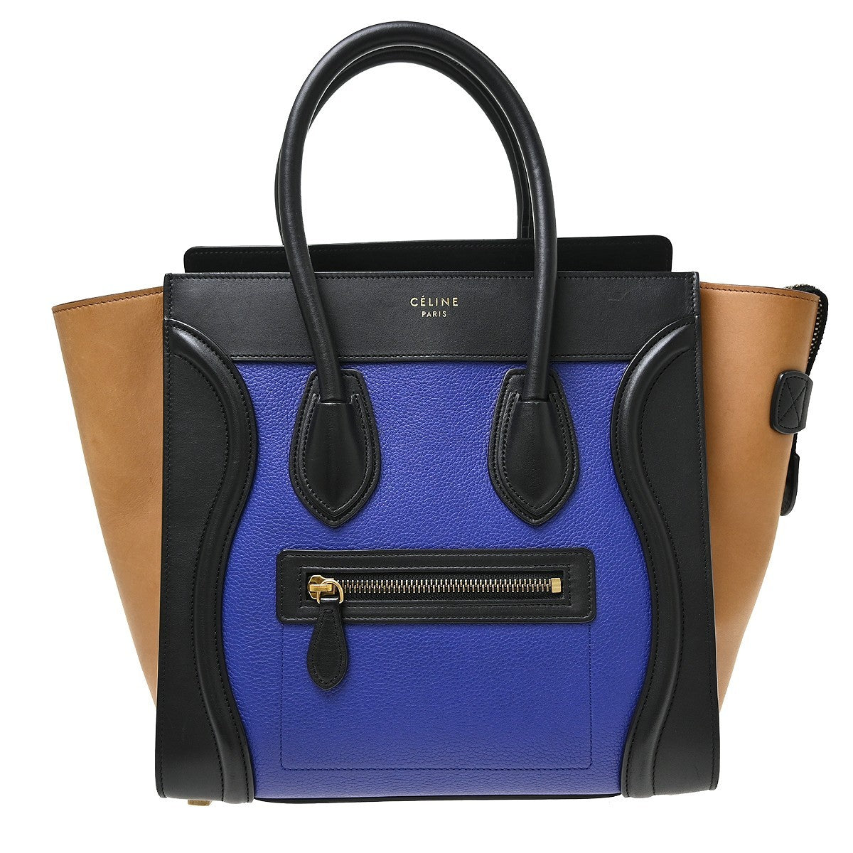 Celine Tricolor Luggage Leather, Multicolour, Leather, Tote Bag