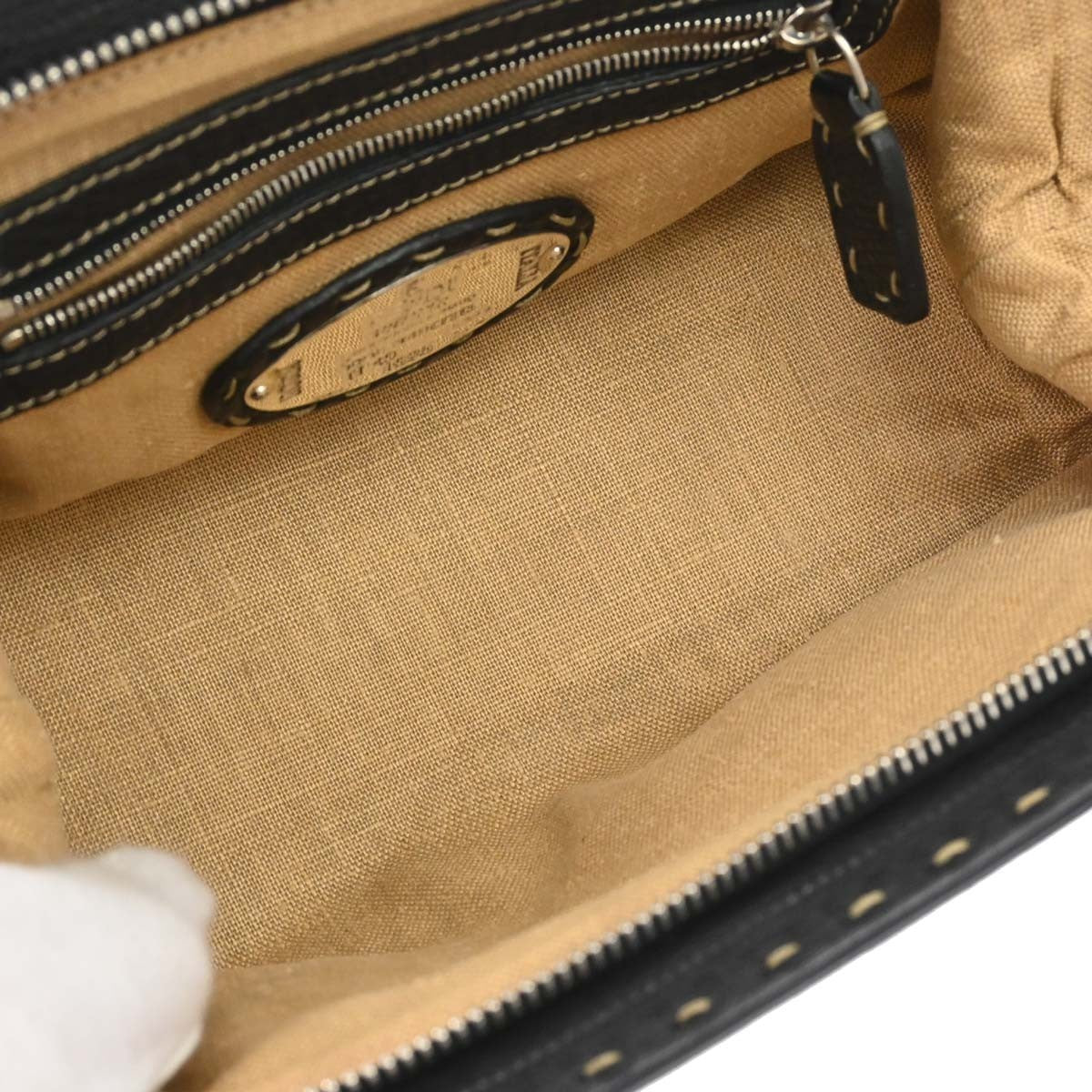 Fendi Selleria Frame Doctor Leather, Black, Leather, Handbag