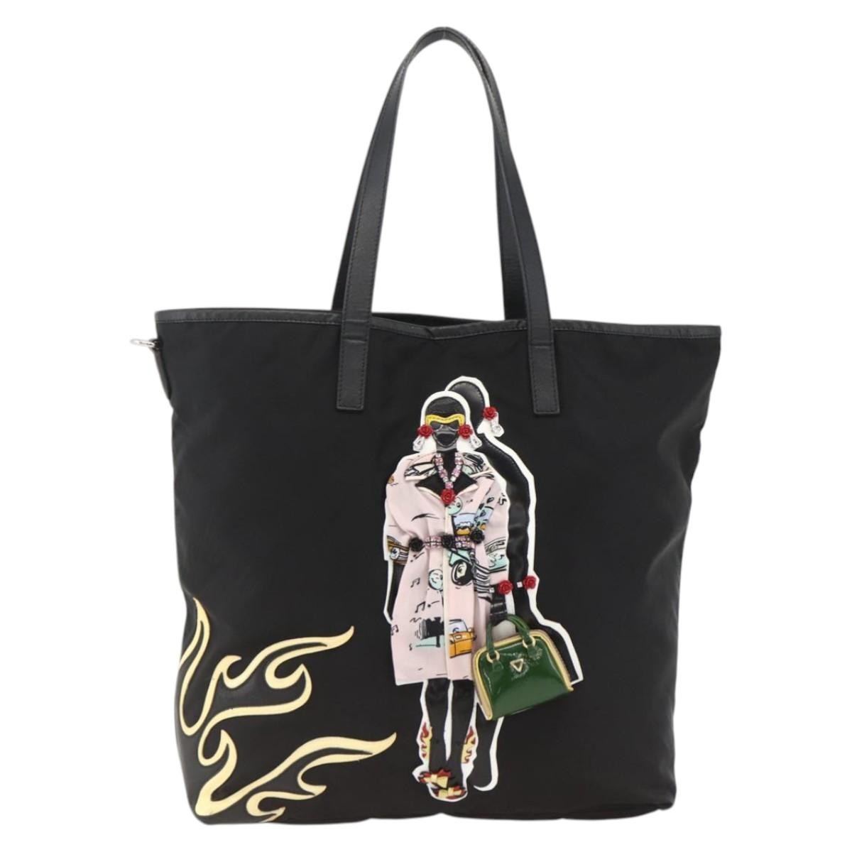 Prada Zip Tote Tessuto, Black, Nylon, Tote Bag