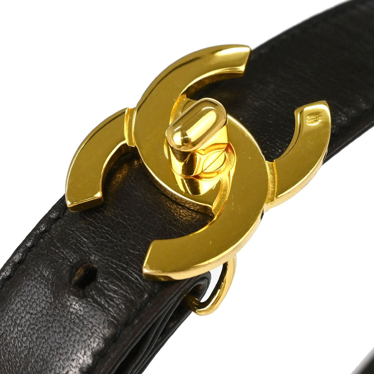 Chanel CC Turnlock Belt Leather, Black, Leather, Belt