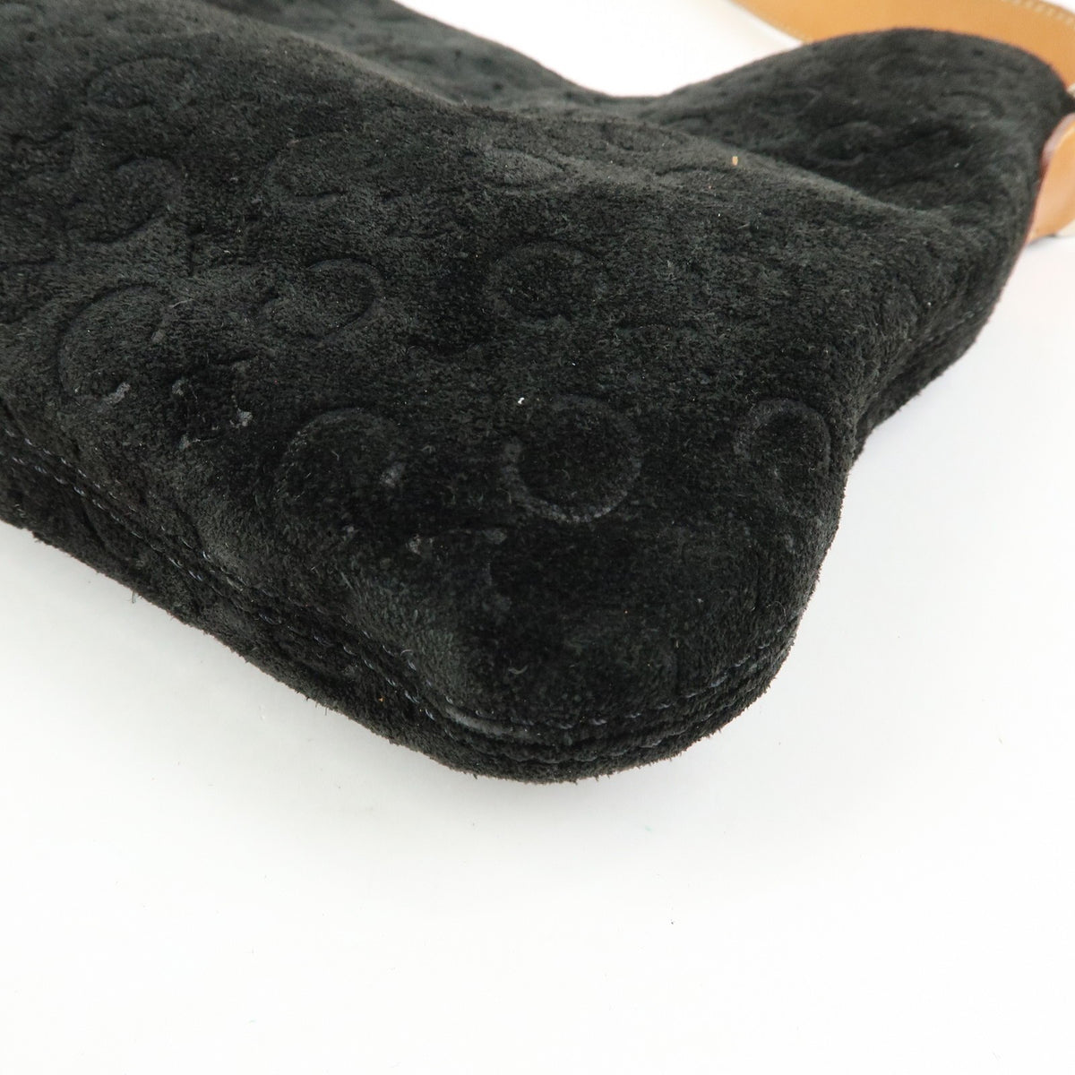 Celine C Macadam Shoulder Suede, Black, Suede, Handbag