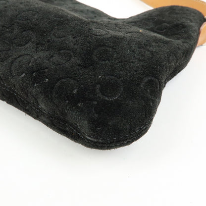 Celine C Macadam Shoulder Suede, Black, Suede, Handbag
