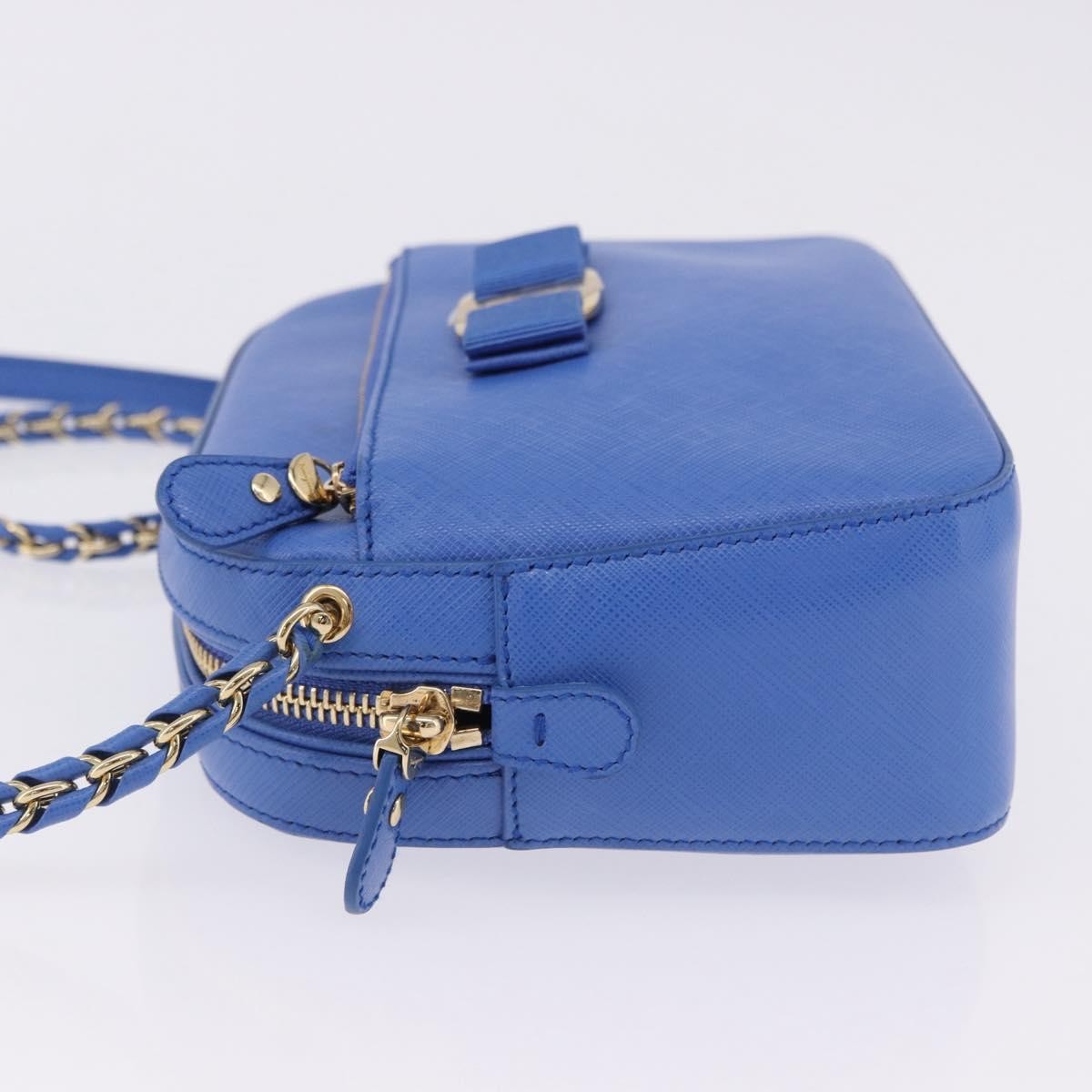 Salvatore Ferragamo Vara Chain Flap Leather, Blue, Leather, Shoulder Bag