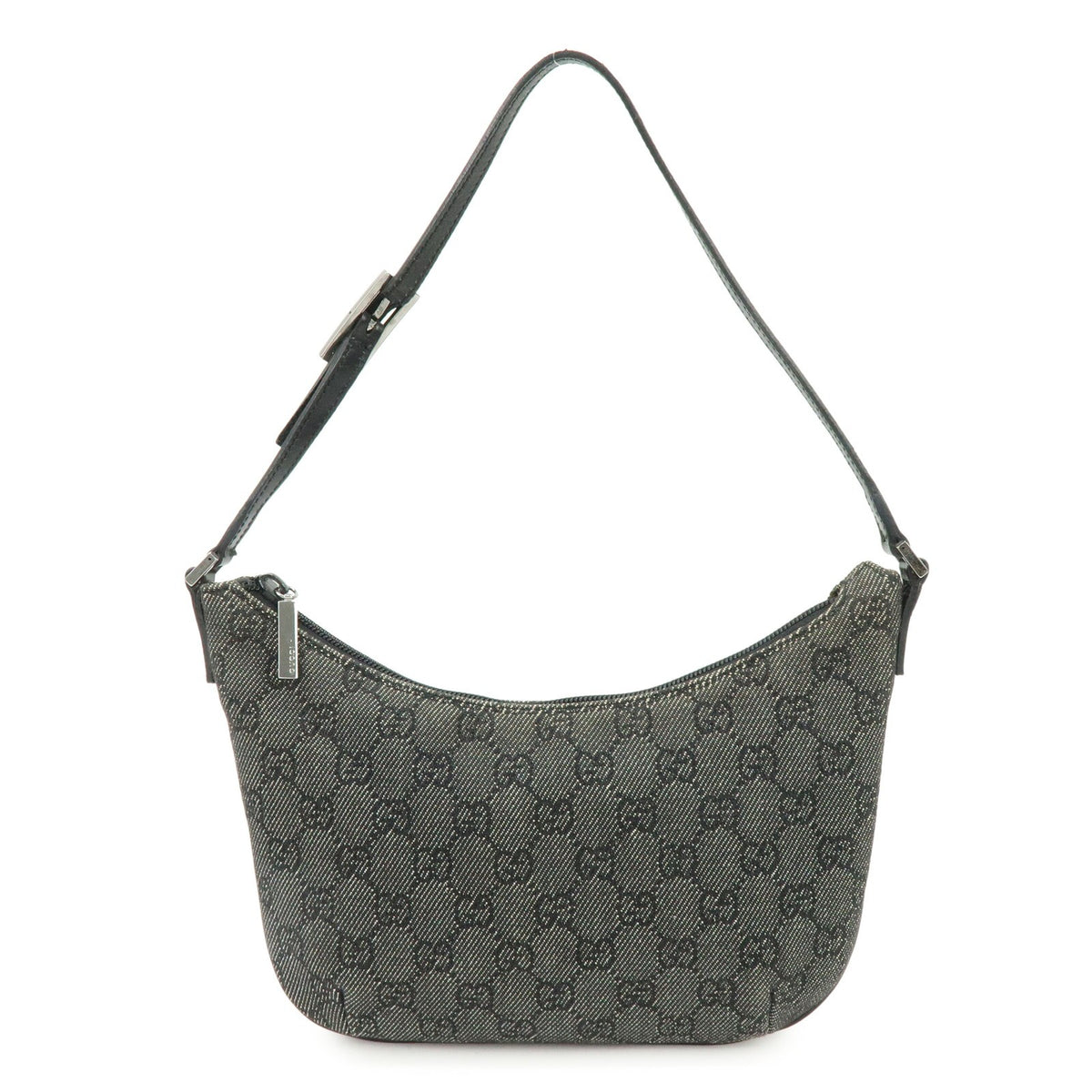 Gucci Horsebit Slim GG Denim with Leather, Black, Leather, Shoulder Bag