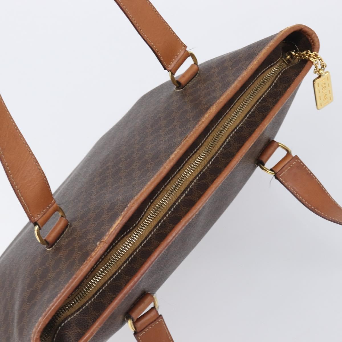Celine Macadam Shoulder Leather, Brown, Canvas, Crossbody Bag