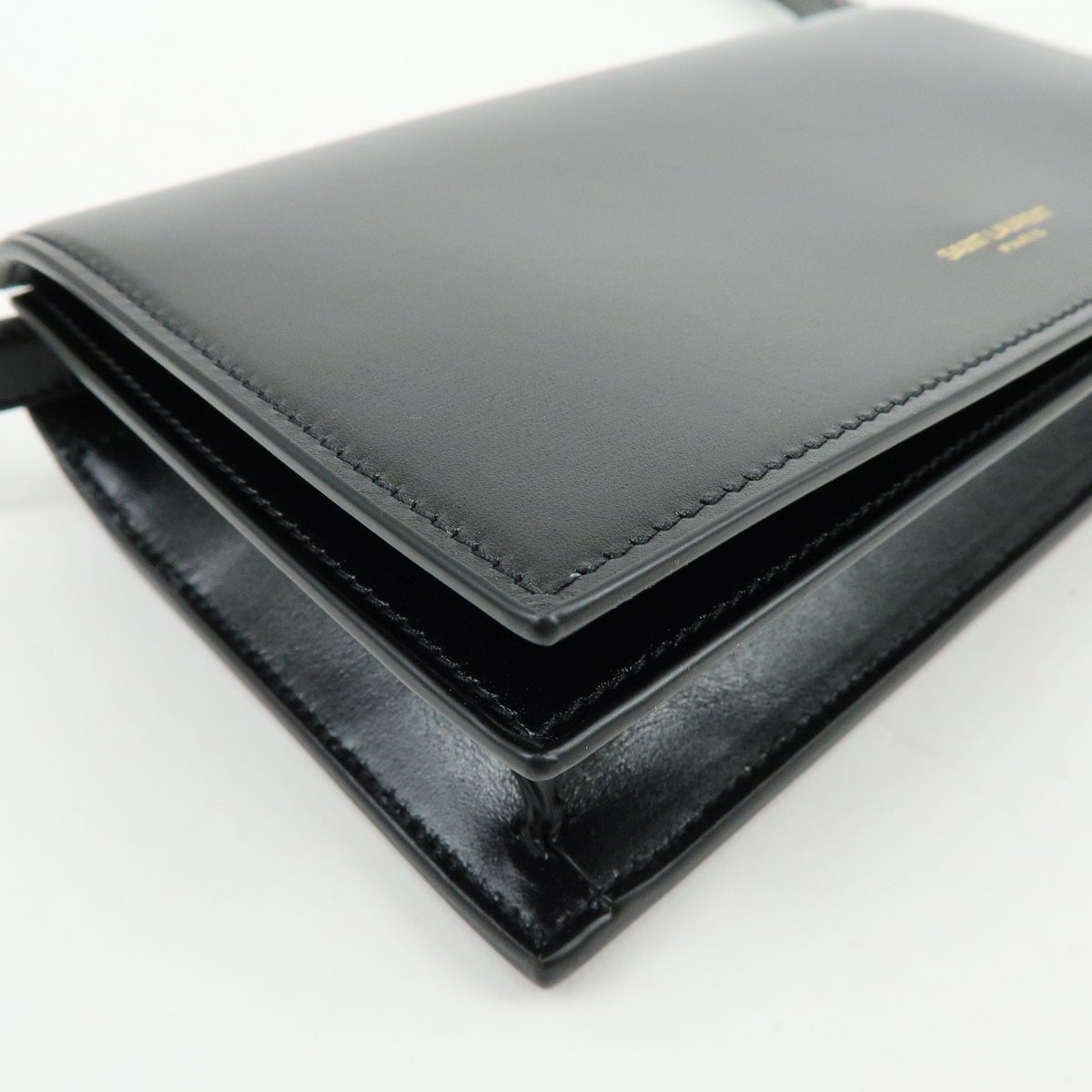 Saint Laurent Paris Chain Leather, Black, Leather, Crossbody Bag