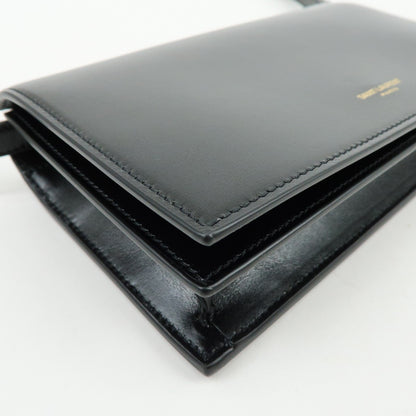 Saint Laurent Paris Chain Leather, Black, Leather, Crossbody Bag