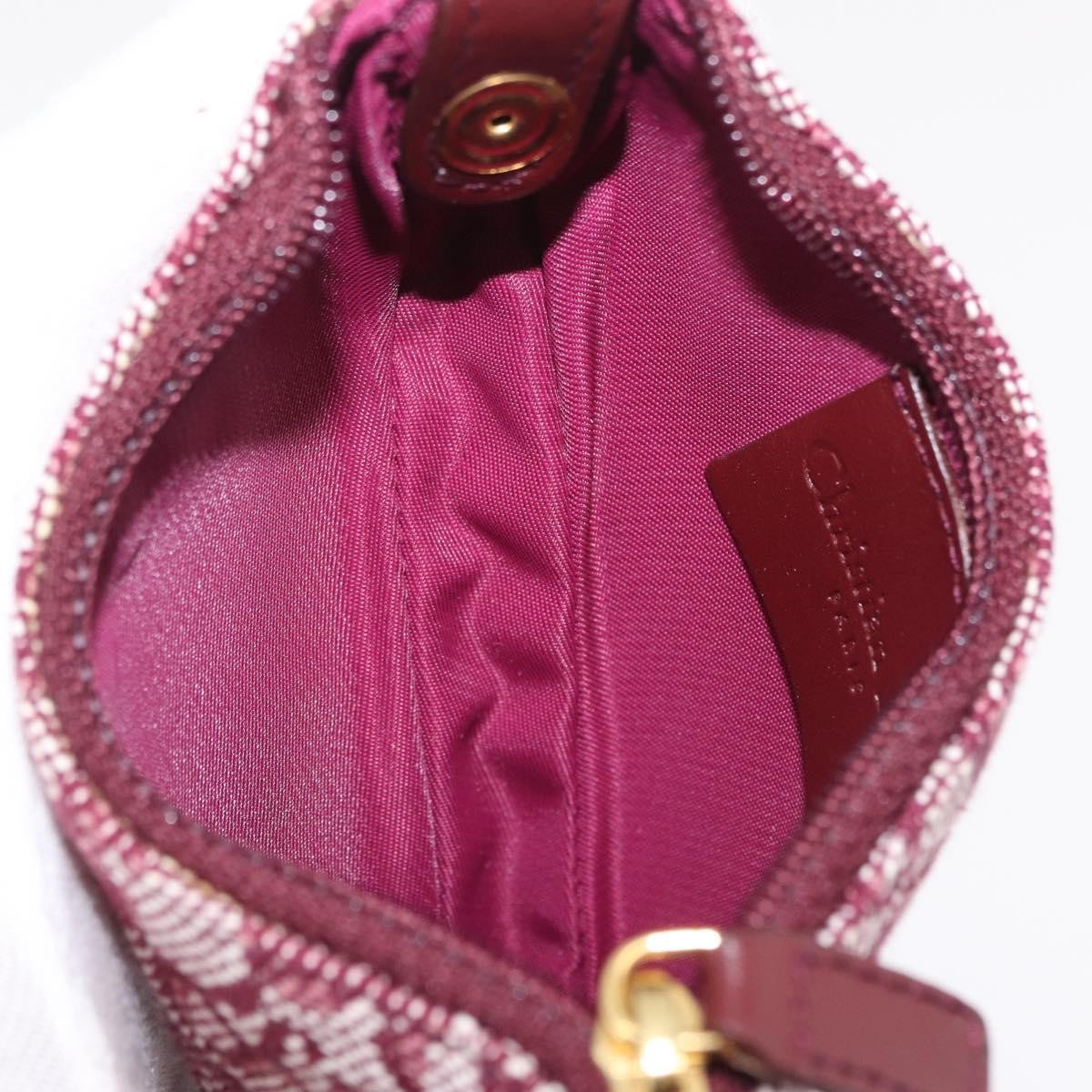 Christian Dior Vintage Saddle Zip Coin Purse Diorissimo Canvas, Red, Canvas, Clutch