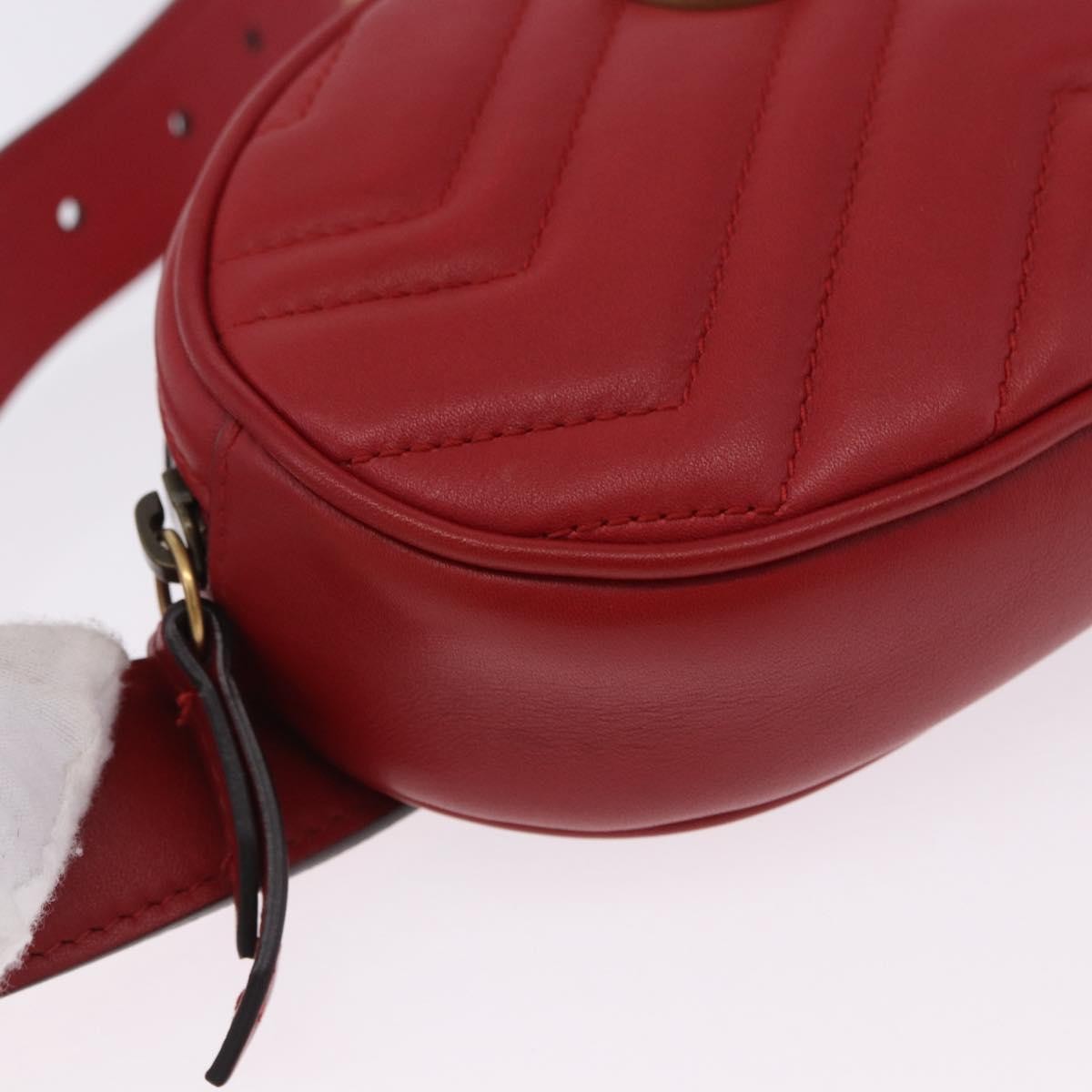 Gucci GG Marmont Belt Matelasse Leather, Red, Leather, Handbag