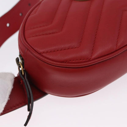 Gucci GG Marmont Belt Matelasse Leather, Red, Leather, Handbag