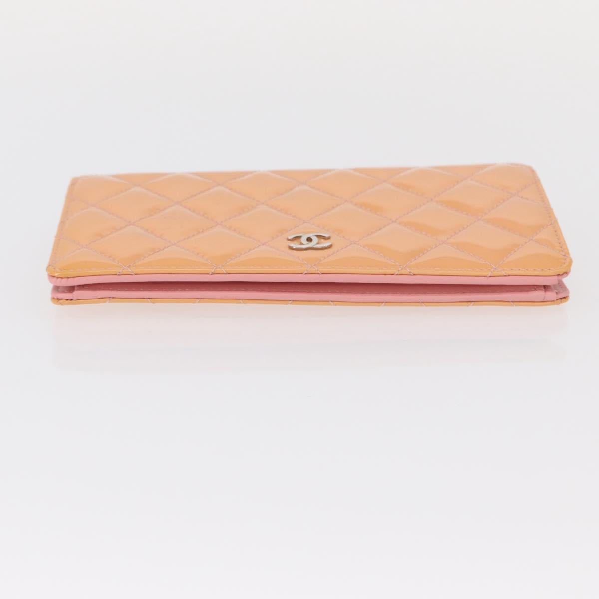Chanel CC Wallet Quilted Patent, ORANGE, PATENT_LEATHER, Wallets