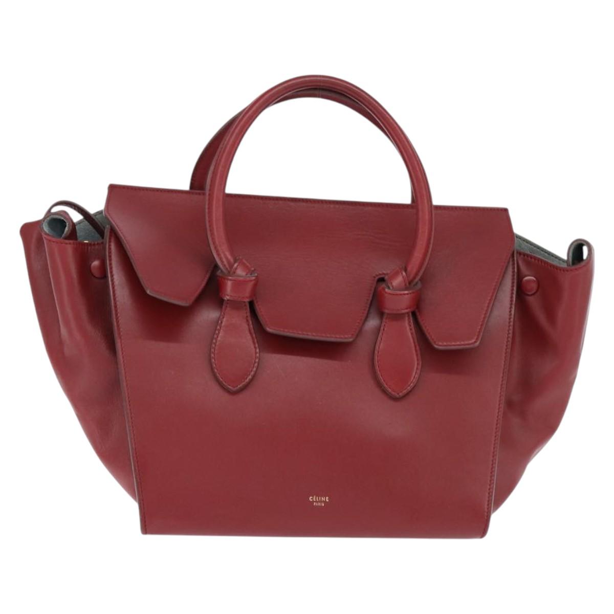 Celine Tie Tote leather, RED, LEATHER, Tote bag